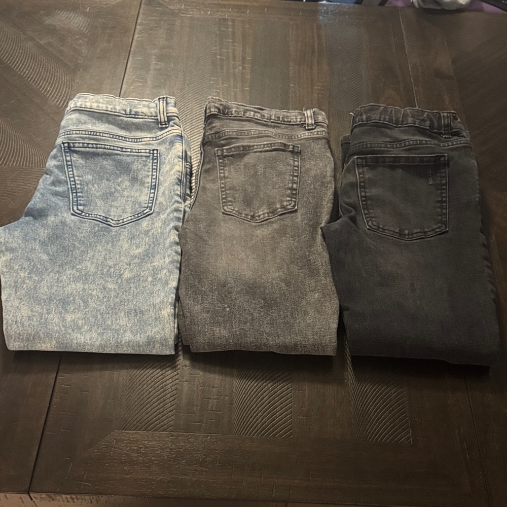 Set of Three Boy’s Denim Jeans in Blue, Gray, and Black - Size 12 Husky